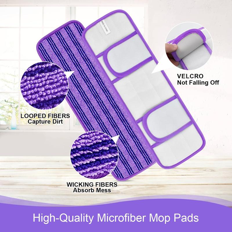 4 Pack Upgraded Reusable Mop Pads Compatible with Swiffer PowerMop, Mop Refill Pads Replacement for Swiffer Power Mop Spray Mop Pads for Multi-Surface Floor Cleaning, Quality Updated Cationic Material