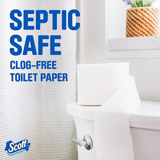 Scott ComfortPlus Toilet Paper, 12 Double Rolls, 231 Sheets per Roll, Septic-Safe, 1-Ply Toilet Tissue Wipes