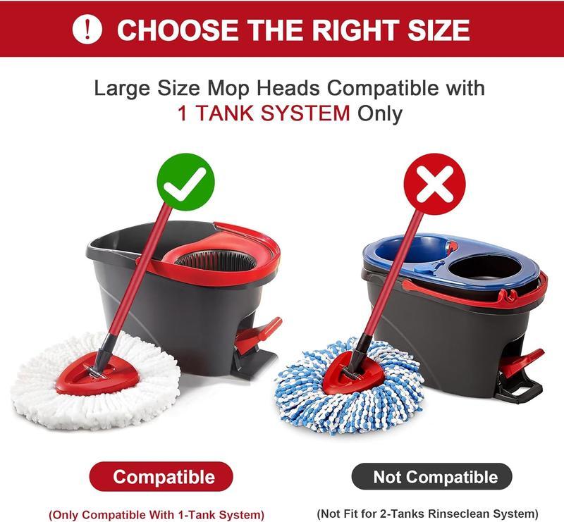 Mop Replace Head, Spin Mop Replacement Head Easywring 1-Tank System, Easy Cleaning, Microfiber, Machine Washable,