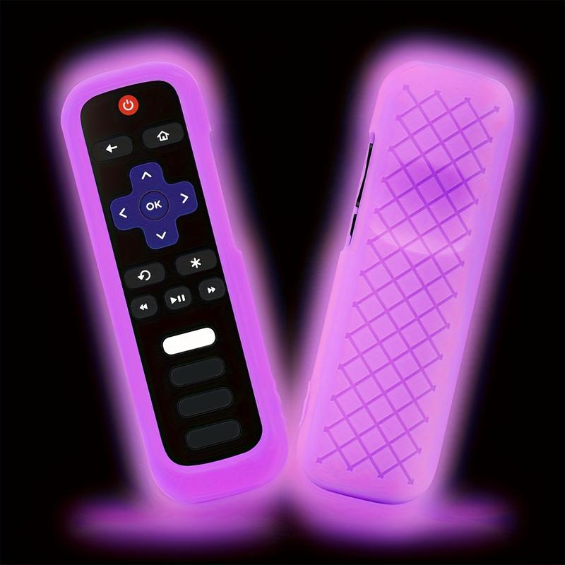 1 2 3pcs Glow-in-the-Dark Silicone Remote Cover With Lanyard For Roku TV Remote Control - Universal Silicone Sleeve Case For TCL Hisense, Roku TV Streaming Stick, 4K+  4K Voice Remote