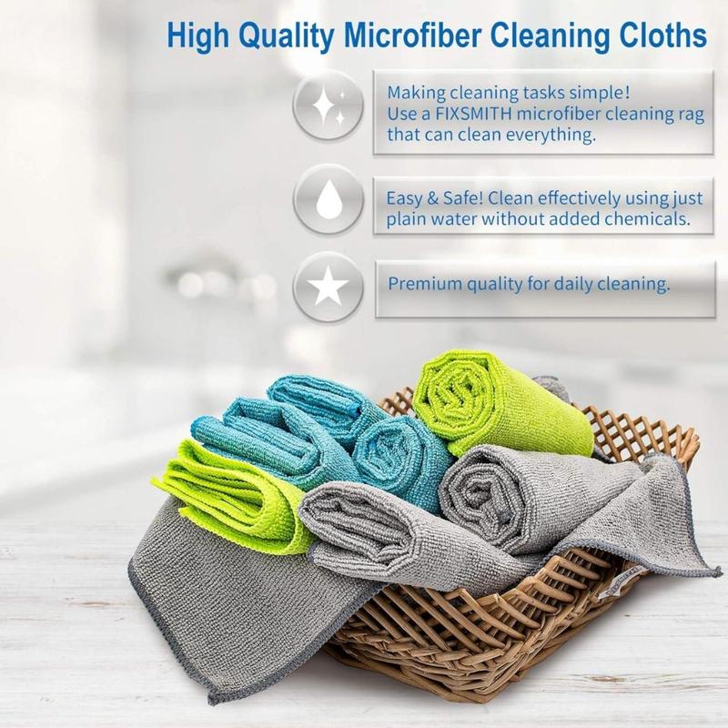 Microfiber Cleaning Cloth - Pack of 8, Size: 12 x 16 in, Multi-Functional Cleaning Towels, Highly Absorbent Cleaning Rags, Lint-Free, Streak-Free Cleaning Cloths for Car Kitchen Home(Creative Life Pavilion)