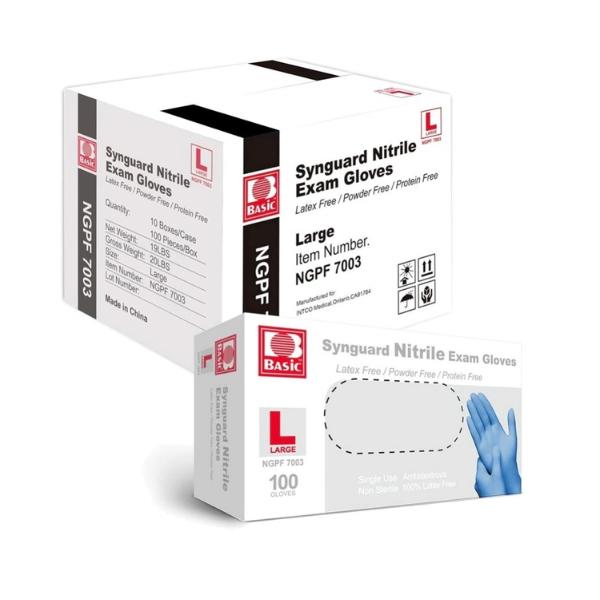 Synguard Basic Nitrile Exam Gloves, black blue powder free, Latex free, Size  S M L XL 100PCS