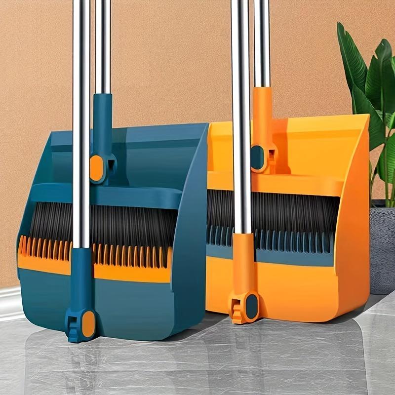 One set, household broom and dustpan set, long handled floor cleaning broom and dustpan set, rotatable broom and dust removal dustpan with comb, suitable for home, kitchen, room, office, cleaning