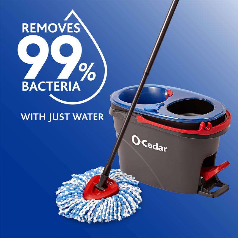 O-Cedar RinseClean Spin Mop & Bucket | Mop with Clean Water | Removes over 99% of Bacteria | Safe for All Hard Floors