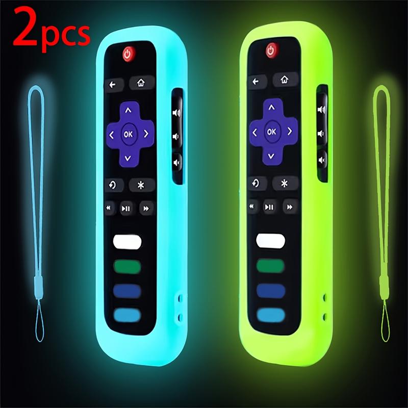 1 2 3pcs Glow-in-the-Dark Silicone Remote Cover With Lanyard For Roku TV Remote Control - Universal Silicone Sleeve Case For TCL Hisense, Roku TV Streaming Stick, 4K+  4K Voice Remote