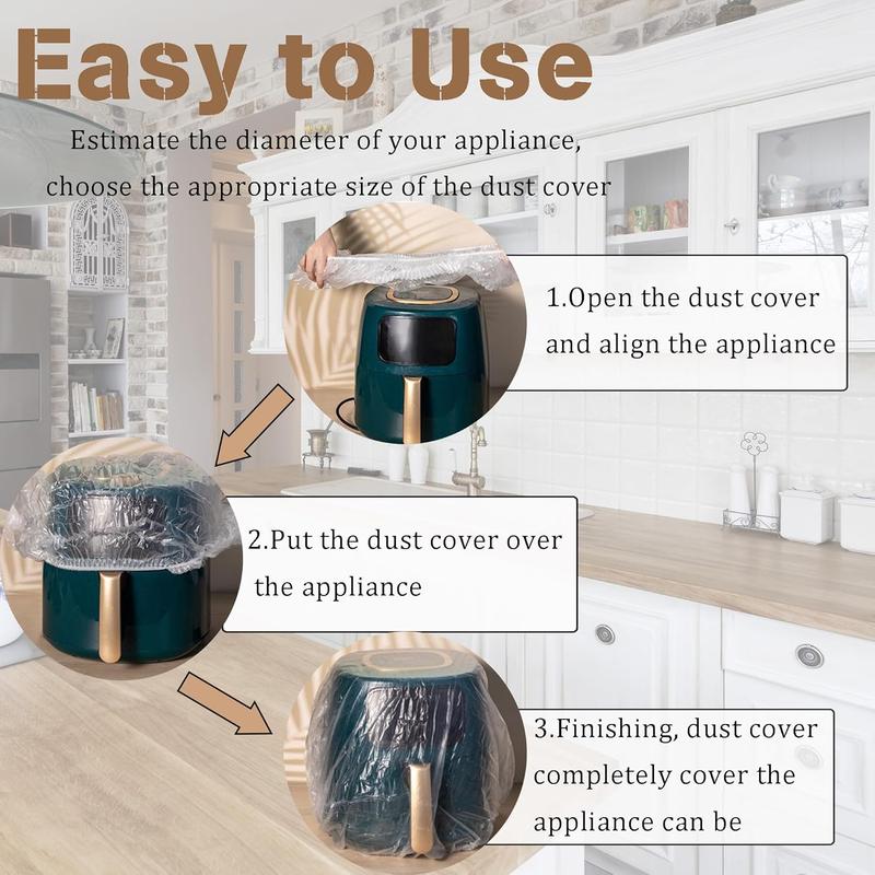 30 count Clear Kitchen Appliance Covers Thickened Disposable Furniture Dust Cover with Elastic for Small Appliance, Oven,  Cooker, Blender, Toaster, Air Fryer(S, M, L)