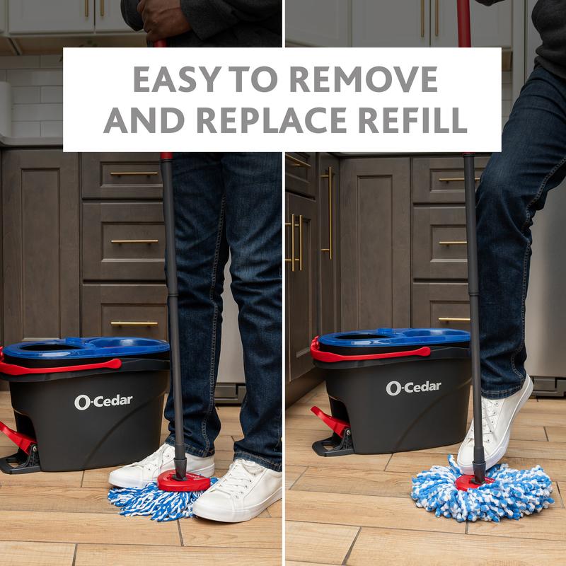 O-Cedar RinseClean Spin Mop & Bucket | Mop with Clean Water | Removes over 99% of Bacteria | Safe for All Hard Floors