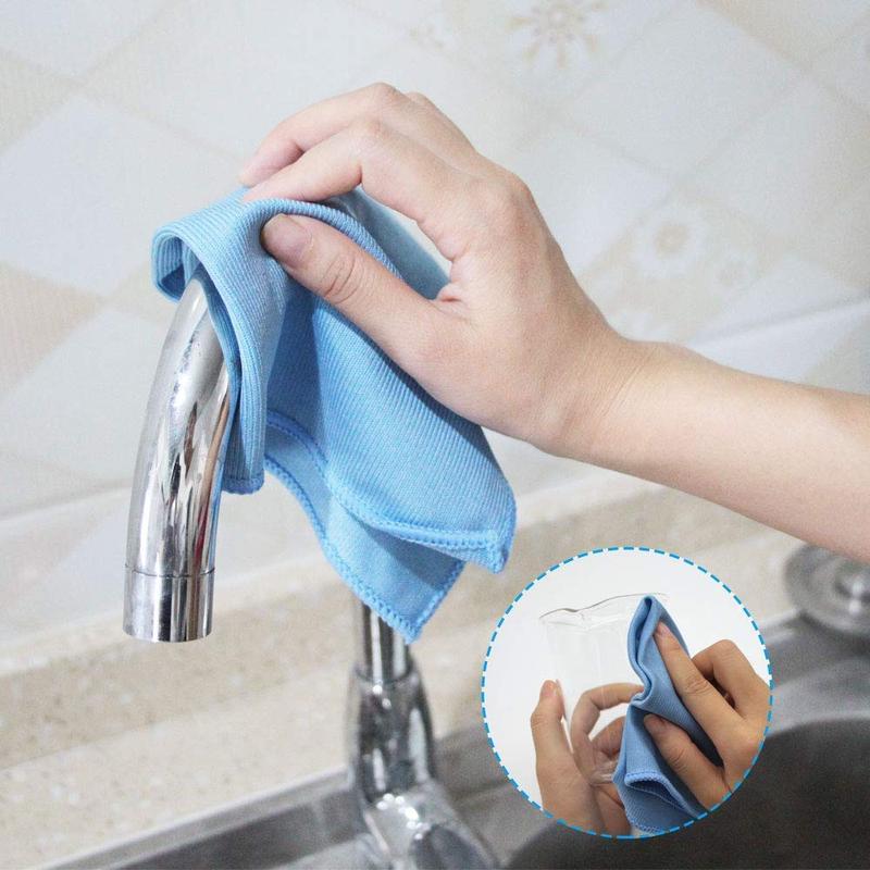 8Pcs Microfiber Towel Cleaning Cloth Mop 12x12 inch for Glass Windows Mirrors Home Kitchen Car