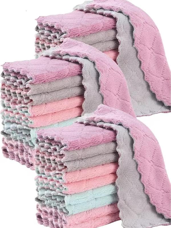 24 Pack Kitchen Dish Cloths Dish Towels, Super Soft and Absorbent Coral Fleece Cloth, Velvet Microfiber Cleaning, Rags for Clean Table, Dish, Glass.