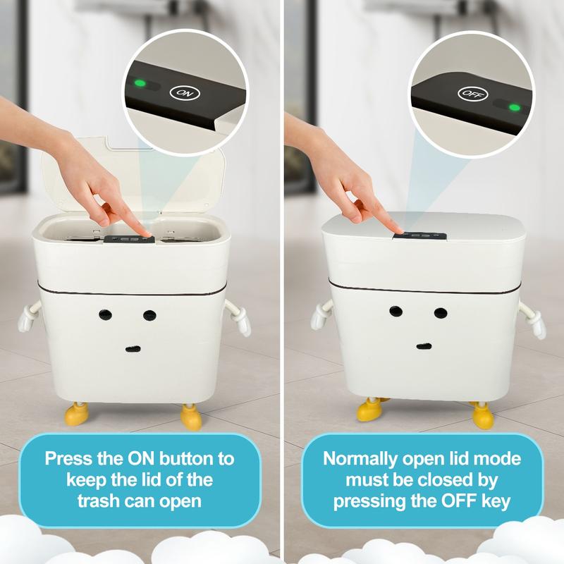 9.7L Smart Induction Trash Can with Battery, Motion Sensor Waterproof Trash Bins, Automatic Cute Design Suitable for Bathroom, Kitchen, RV, Laundry