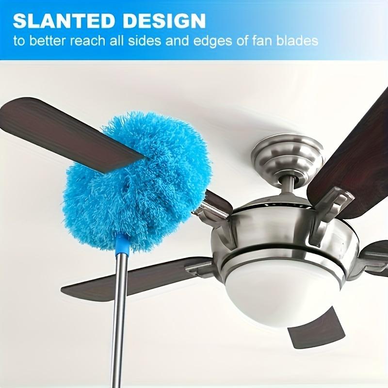 12 Ft Long-Handled Microfiber Ceiling Fan Duster - Dust-Locking, Reusable, Machine Washable, Effortless Cleaning Brush - Detachable Brush For Easy Cleaning, Ideal For RVs & Home Use