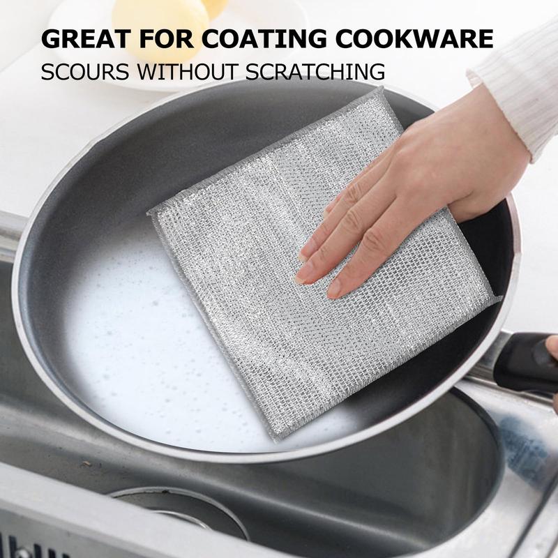 5 Pack Multifunctional Non-Scratch Wire Dishcloth, Wire Mesh Knit Cleaning Cloth,for Dishes, Sinks, Counters, Easy Rinsing, Machine Washable