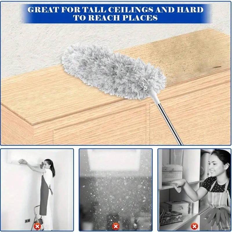 Household Extendable Cleaning Duster, 1 Count Reusable & Washable Duster with Soft Fiber Feather Head, Household Cleaning Tool for High Ceiling, Furniture & Car Cleaning