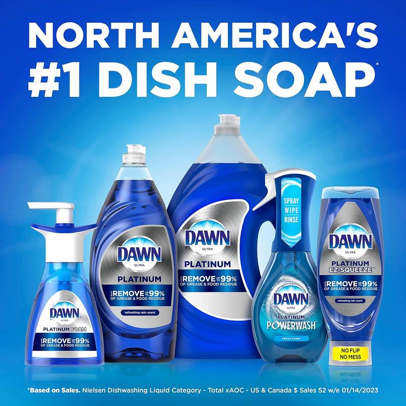 Platinum Dishwashing Liquid Dish Soap, Dish Soap Liquid, Dish Detergent Liquid, Fresh Rain Scent, 32.7 fl oz