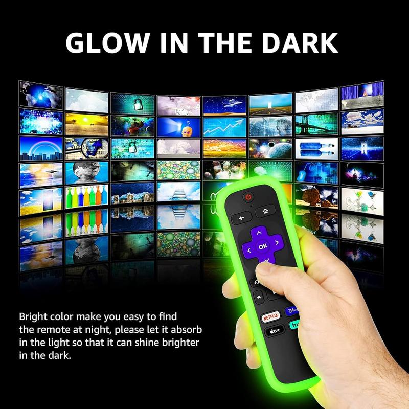 2 Pack Remote Cover for Roku,  Cover for TCL Roku  TV Steaming Stick Remote,  Remote Case for Roku Universal Protective Controller Sleeve  Glow in The Dark Green Purple