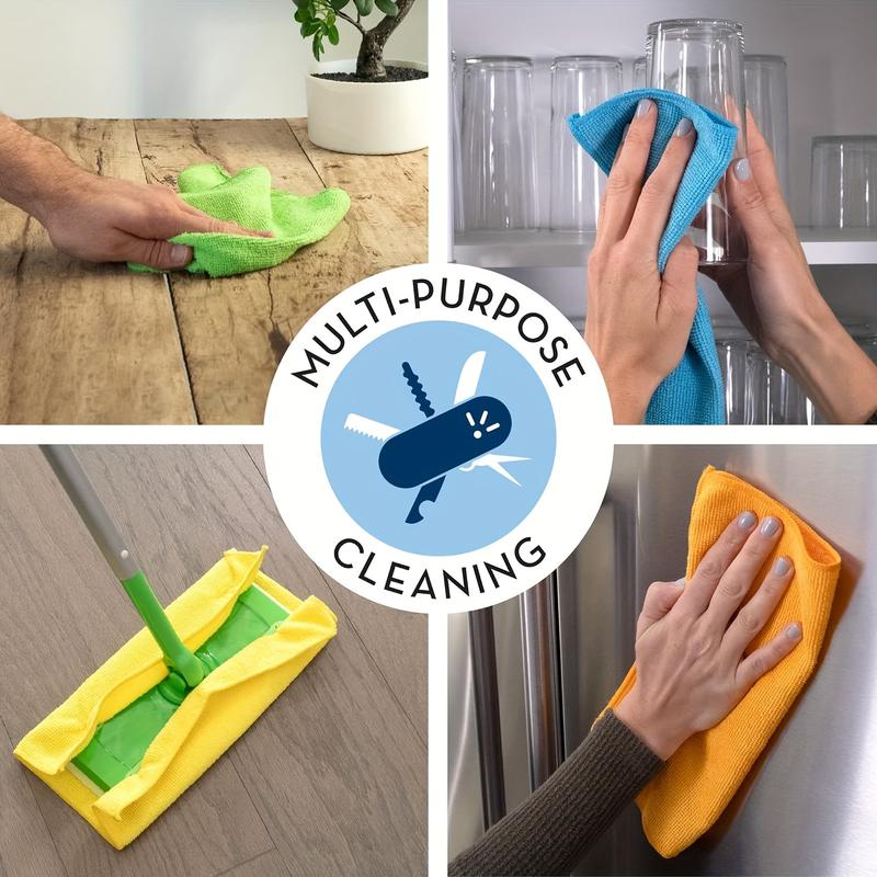 5pcs Multi-Purpose Microfiber Cloth - Streak-Free, Super Absorbent - Ideal for Kitchen and Bathroom Surfaces Cleaning