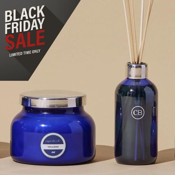 Capri Blue Volcano Candles 19 oz - Reed Oil Diffuser 8 Fl oz - Volcano - Comes with Diffuser Sticks, Oil, and Glass Bottle - Aromatherapy Diffuser