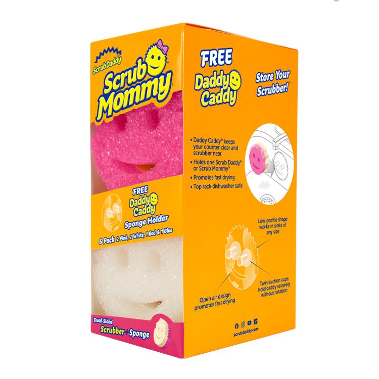 Scrub Daddy - Scrub Mommy 6 Count Scrubbers and Sponges with Free Daddy Caddy Sponge Holder