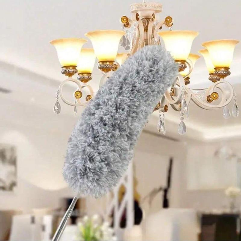 Household Extendable Cleaning Duster, 1 Count Reusable & Washable Duster with Soft Fiber Feather Head, Household Cleaning Tool for High Ceiling, Furniture & Car Cleaning