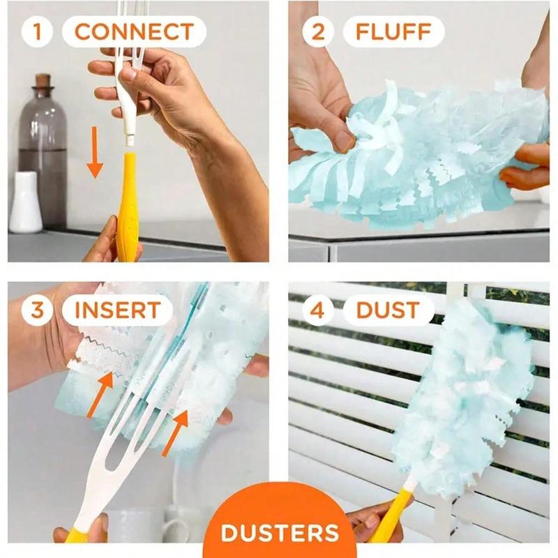 Replacement Dust Brush Head with Handle, 10pcs Household Dust Brush Head Replacement, Cleaning Tools for Laundry Room, Furniture, Car, Keyboard