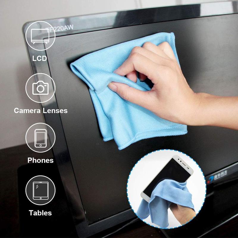 8Pcs Microfiber Towel Cleaning Cloth Mop 12x12 inch for Glass Windows Mirrors Home Kitchen Car