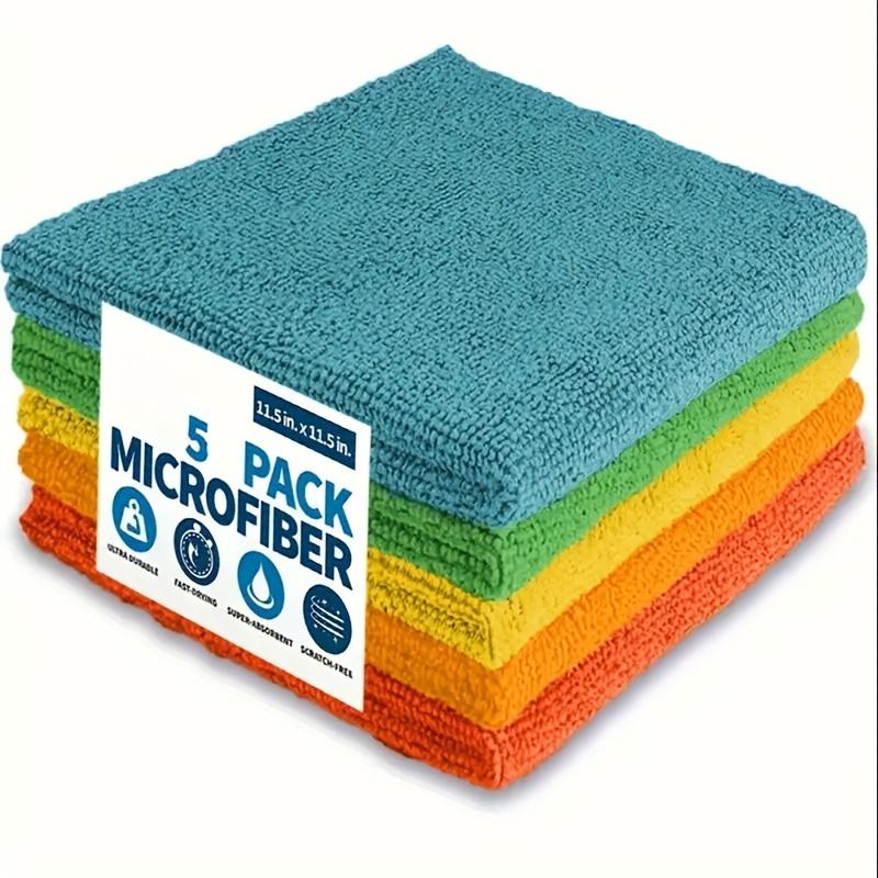 5pcs Multi-Purpose Microfiber Cloth - Streak-Free, Super Absorbent - Ideal for Kitchen and Bathroom Surfaces Cleaning