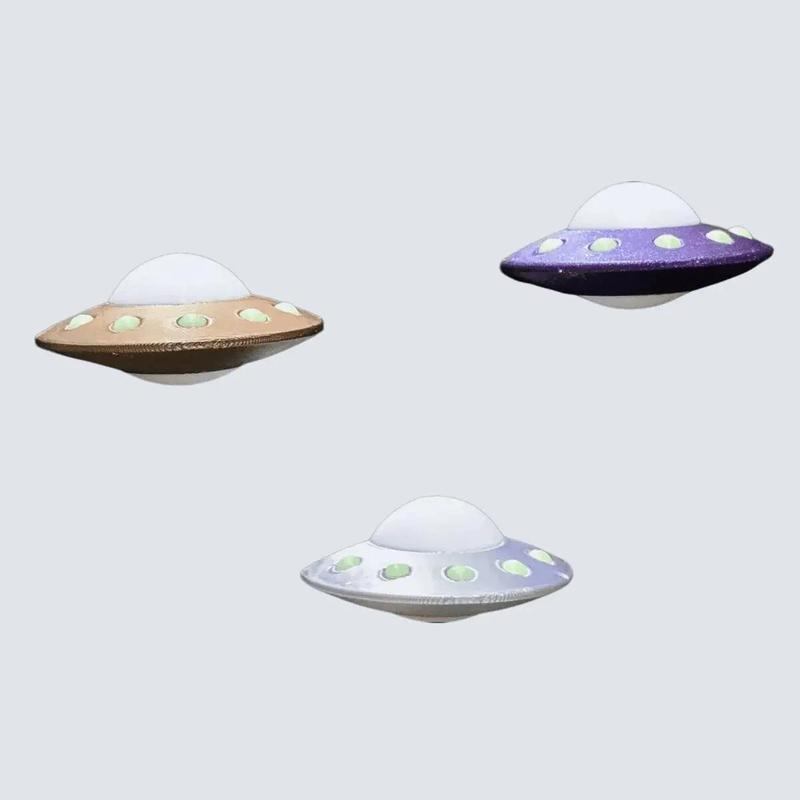 [3-Pack] UFO Fridge Magnet: Glow-in-the-Dark Accents, Cosmic Colors, 3D Printed Art - Alien, Gift Kitchen Decor Nature Magnetic