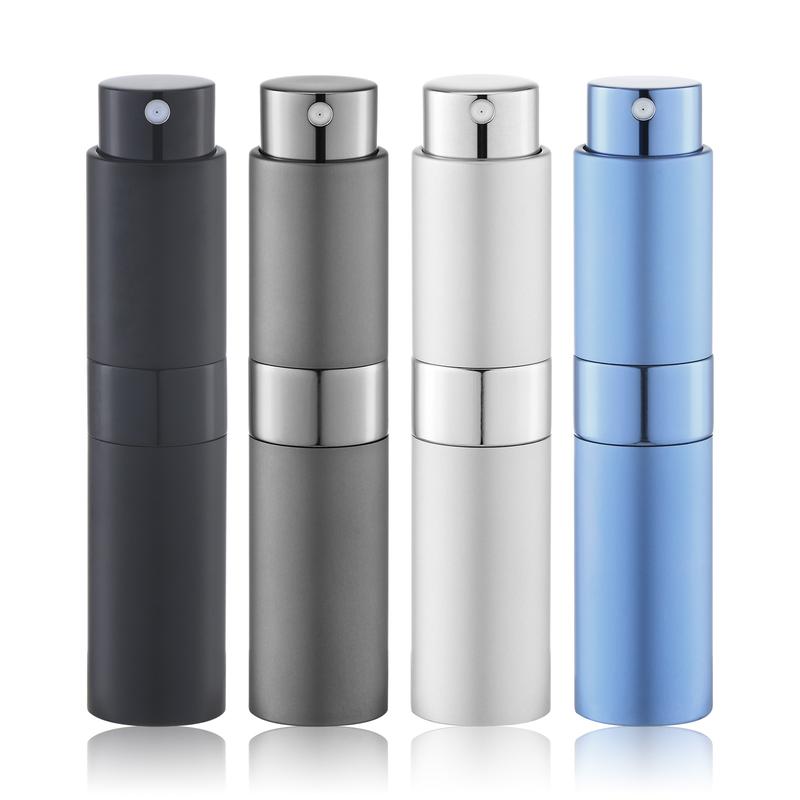 Lulupack 8ml Perfume Atomizer, Cologne Travel Spray Bottle, Refillable Portable Sprayer (Black, Blue, Silver, Grey)