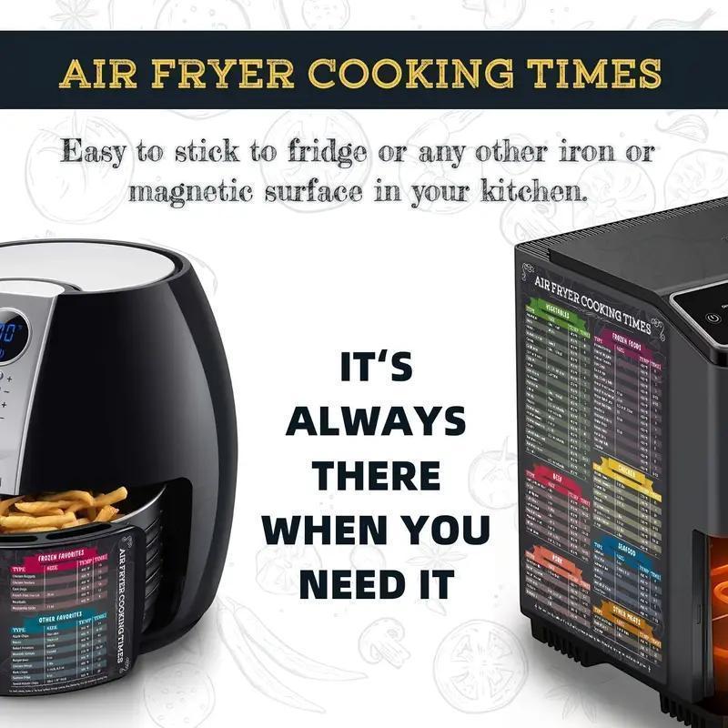 Magnetic Air Fryer Cooking Time Table, 2pcs set Air Fryer Magnetic Sticker, Kitchen Refrigerator Magnet, Magnetic Cooking Guide for Air Fryer, Refrigerator, Fridge, Home Kitchen Decoration