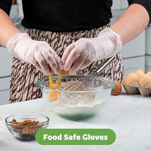 Diamond Clear Vinyl Disposable Gloves - Latex-Free & Powder-Free Cleaning Food Gloves Hand Household Kitchen 100-ct