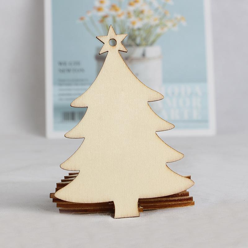 Wooden Christmas Tree Hanging Ornament, 10pcs set DIY Wooden Christmas Tree Hanging Decoration, DIY Decorative Craft for Home Party Festival