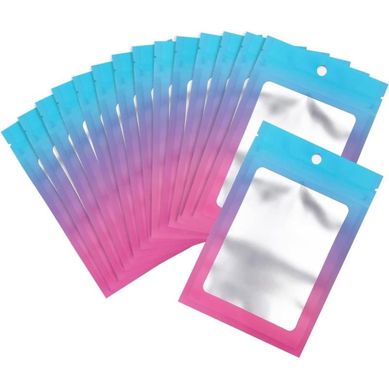 100 resealable zip-lock storage bags with clear Windows in gradient color deodorant bags (pink purple, 4 X 6 inches)