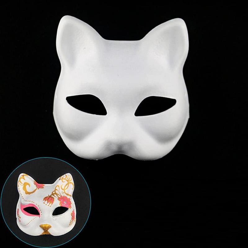 Mask, 3 count Therian  White   Blank DIY Halloween Mask  Half Facemasks Masquerade  Party