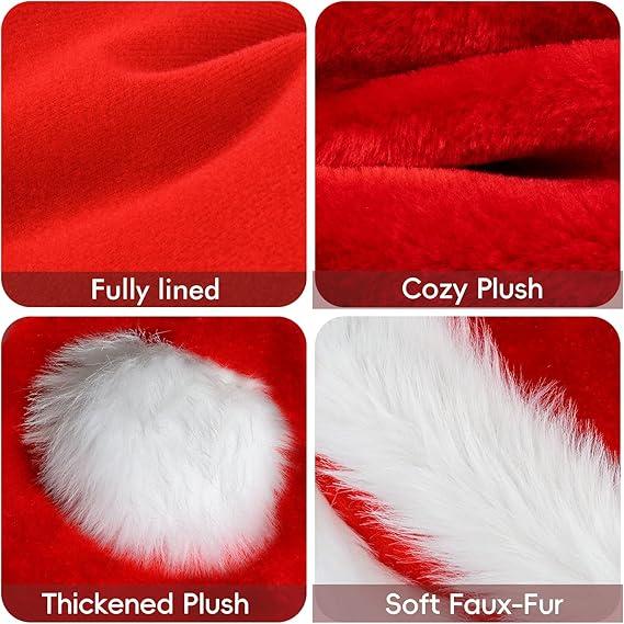 Santa Hat Christmas Hats for Adults, Holiday Unisex Velvet Comfort Extra Thicken Fur Xmas Hat for Women Men