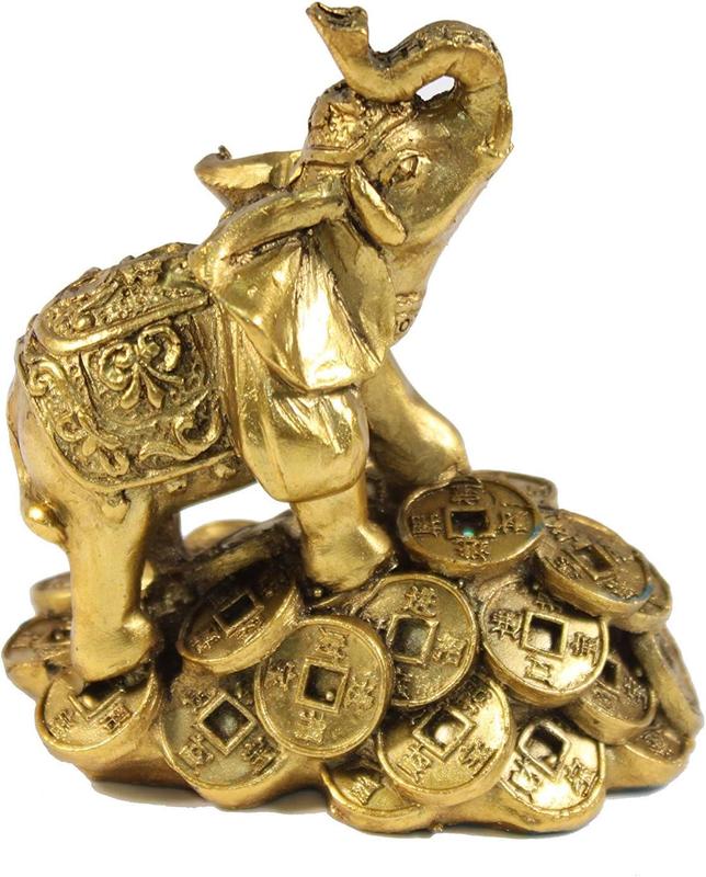 Feng Shui Money Elephant Lucky Figurine Decor Ornaments