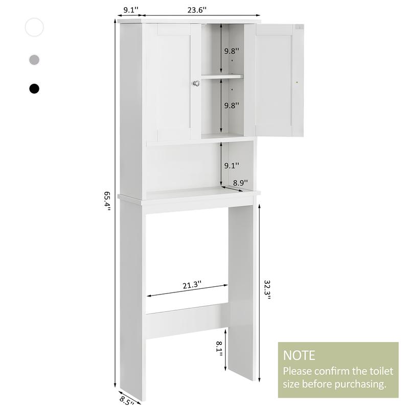 Walsunny Over The Toilet Storage Cabinet, Bathroom Shelf Organizer with Anti-Tip Device Small Freestanding Space Saver with Adjustable Decor Racks