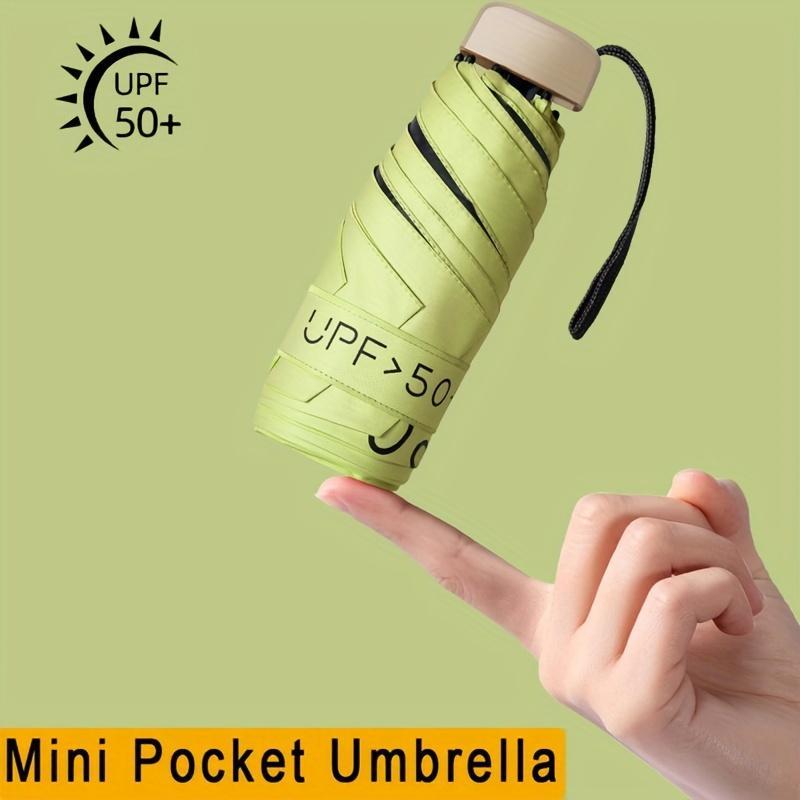 Mini Folding Umbrella, 1 Count Portable Lightweight Umbrella with Thumb Hole, Windproof Umbrella for Sun & Rain, Umbrella for Outdoor Travel