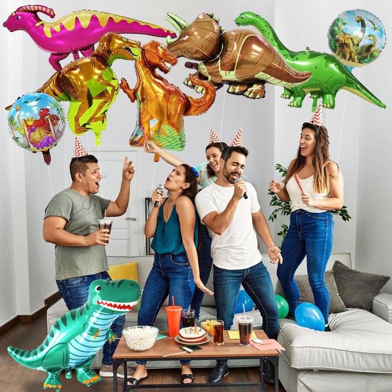 Cartoon Dinosaur Shaped Balloon, 8pcs set Giant Dinosaur Balloon, Colorful Inflatable Balloon for Birthday Party, Festive & Party Supplies