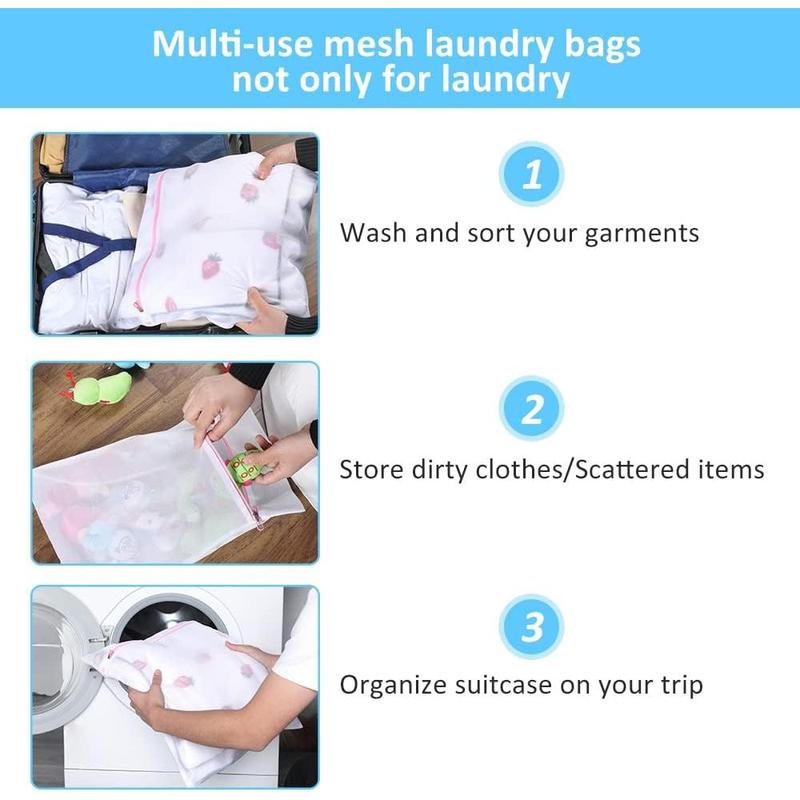 7Pcs Mesh Laundry Bags for Delicates with Premium Zipper, Travel Storage Organize Bag, Clothing Washing Bags for Laundry, Blouse, Bra, Hosiery, Stocking, Underwear, Lingerie