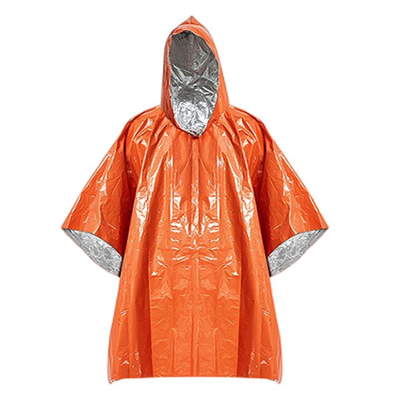 Waterproof Outdoor Rain Poncho, Emergency Weather Resistant Poncho, Heat Retention Raincoat, Emergency Equipment for Camping, Hiking, Solocamping, Bikepacking, Glamping, Music Festival Accessories, Camping Accessories