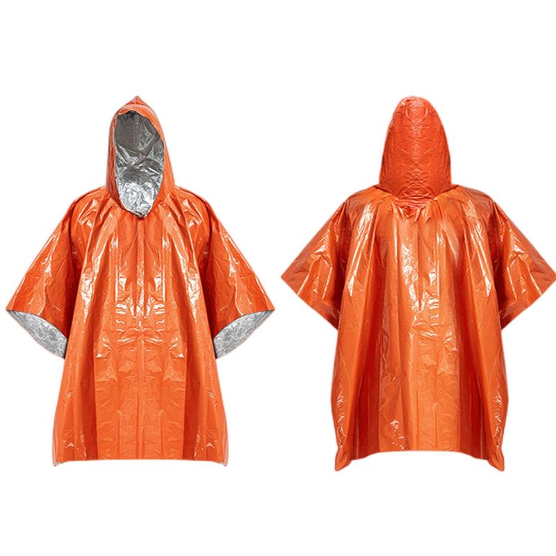 Waterproof Outdoor Rain Poncho, Emergency Weather Resistant Poncho, Heat Retention Raincoat, Emergency Equipment for Camping, Hiking, Solocamping, Bikepacking, Glamping, Music Festival Accessories, Camping Accessories