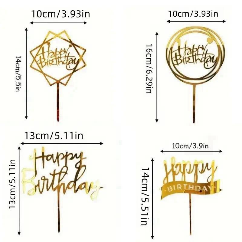 Happy Birthday Cake Topper, 40pcs set Glitter Cake Decoration, Creative Baking Supplies for Birthday Party, Festive & Party Supplies