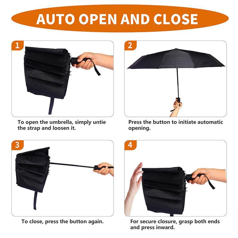 Portable Double-layer Umbrella, 1 Count Solid Color Windproof & Sun Protection Umbrella, Automatic Umbrella for Travel, Camping, Hiking