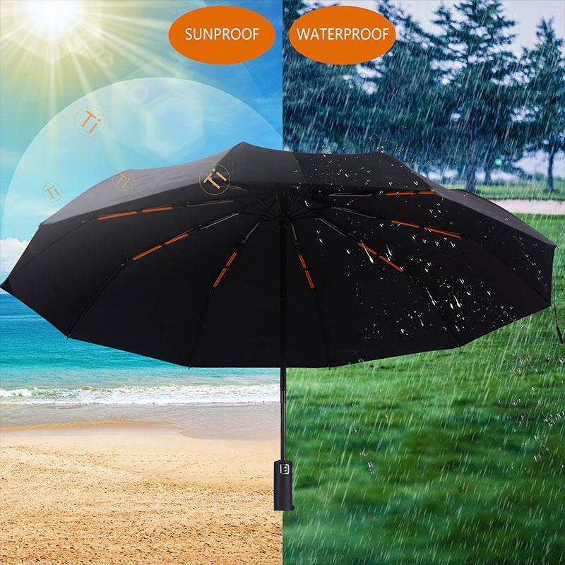 Portable Double-layer Umbrella, 1 Count Solid Color Windproof & Sun Protection Umbrella, Automatic Umbrella for Travel, Camping, Hiking