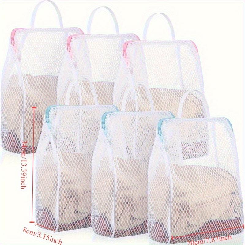 6 Pack Woven Polyester Honeycomb Mesh Laundry Bags - Zippered Delicate Wash Bags for Baby Items, Underwear, Socks, Knitwear, and Apparel - Stain and Stretch Resistant Rectangular Laundry Bags with Handles