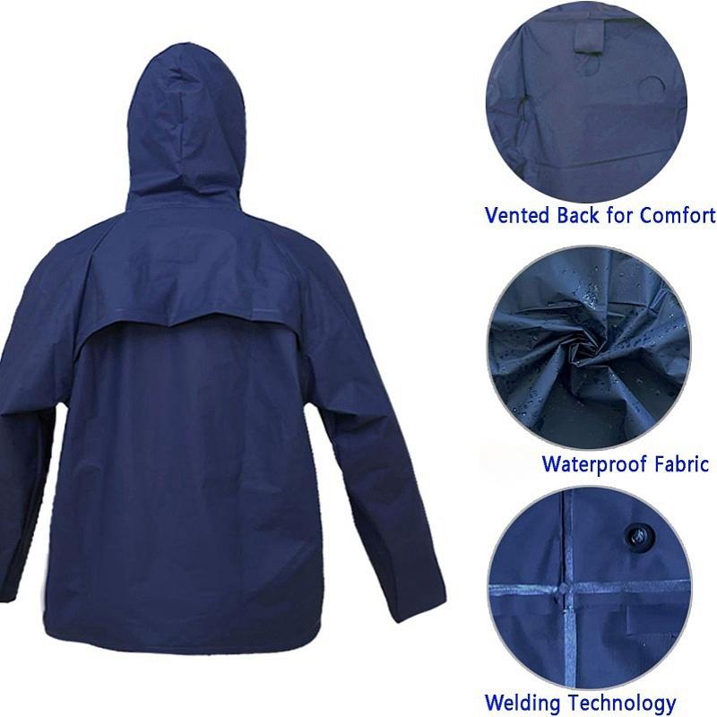 Ultra-Lite Rain Coat with Pants for Men Women Waterproof Rain Suit for Sport(Navy),Suitable for all seasons and outdoor activities, like Disneyland, theme parks, shows, sports, traveling, walking, fishing, hiking, camping, rainy days, water rides and etc