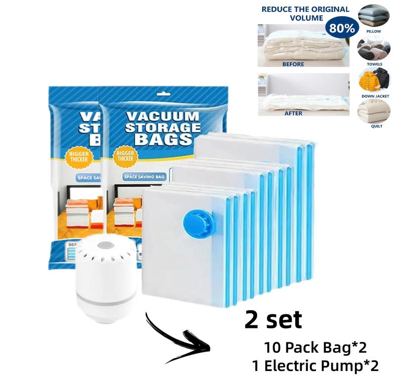 10 Vacuum Storage Bags with Electric Pump, Vacuum Sealed Storage Bags , Space Saver Vacuum Seal Bags for Clothing, Comforters, Pillows, Towel, Blanket Storage, Bedding Organiser Pack Set