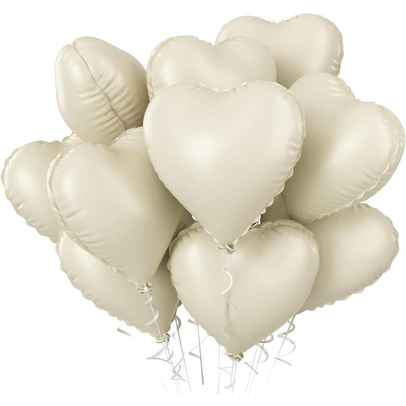 Cream Heart Balloons, 10 count Cream White Heart Shape Balloons, 18inch Beige Balloons for Neutral Love Balloon for Valentines Day, White Wedding, Brithday Decorations