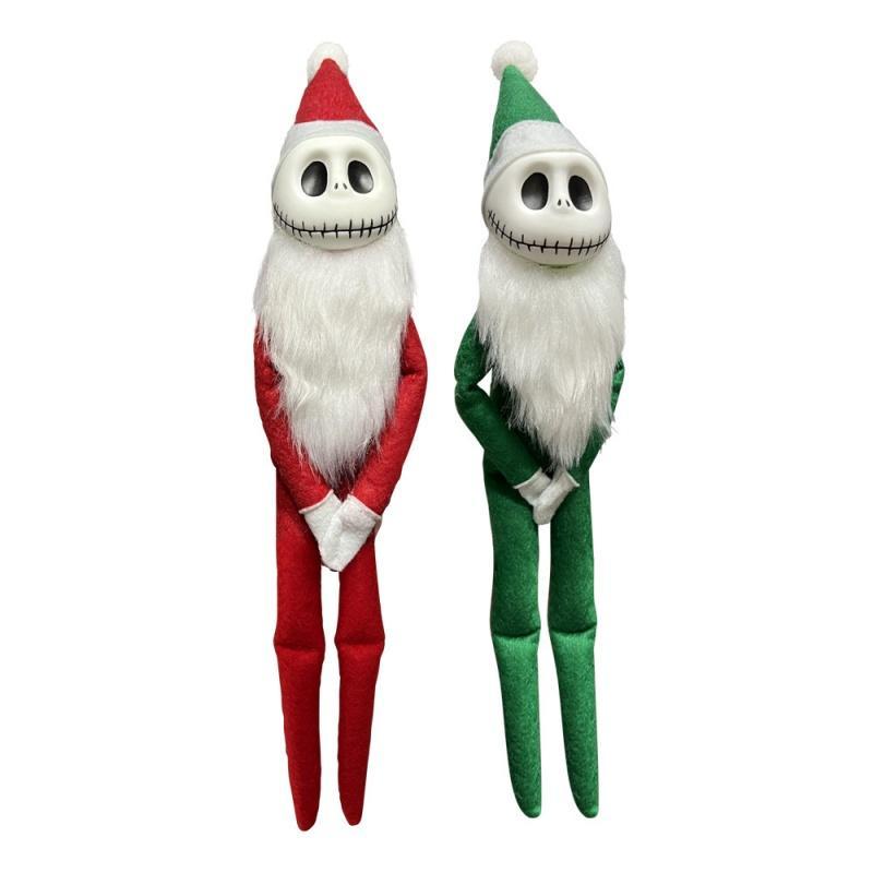 Santa Jack Skellington Doll Ornament, 1 Count Creative Halloween Themed Desktop Decoration, Home Decor Supplies for Living Room Bedroom