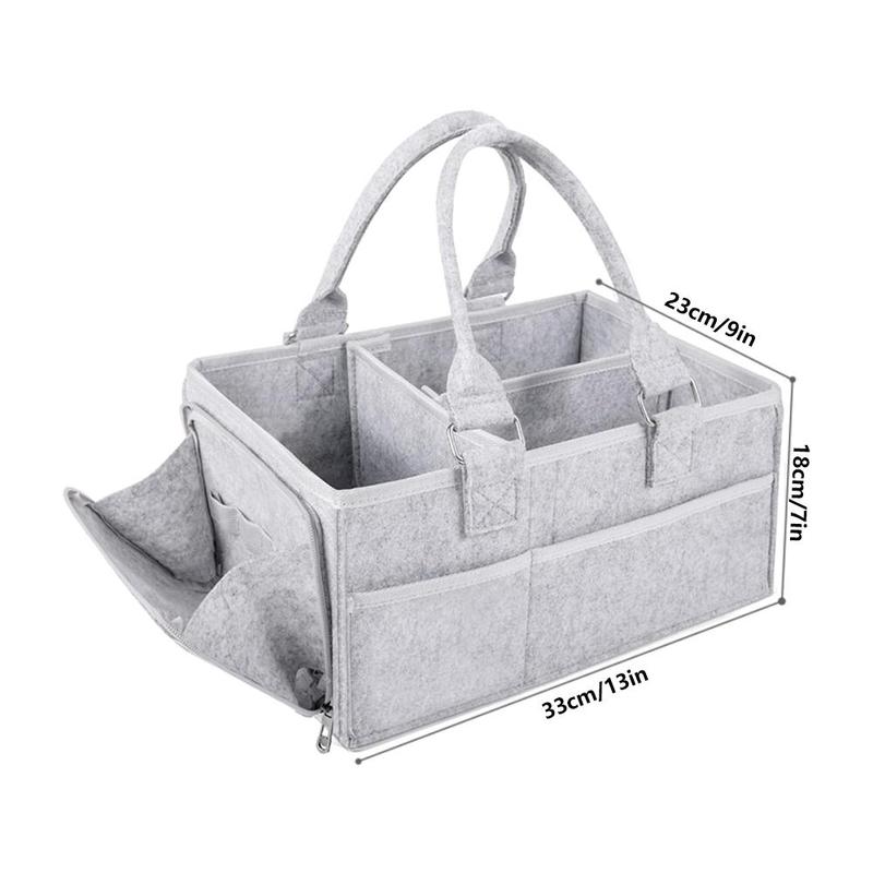 Felt Storage Bag, 1 Count Large Capacity Diaper Caddy, Home Organizer, Nursery Storage Basket with Handle, Portable Storage Organizer for Home & Travel